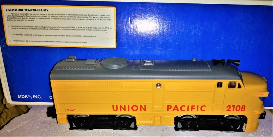 NEW VINTAGE 1992 K-LINE #2108 UNION PACFIC ALCO DESIEL DUAL MOTOR O/O27 G-MINT - Image 2 of 4