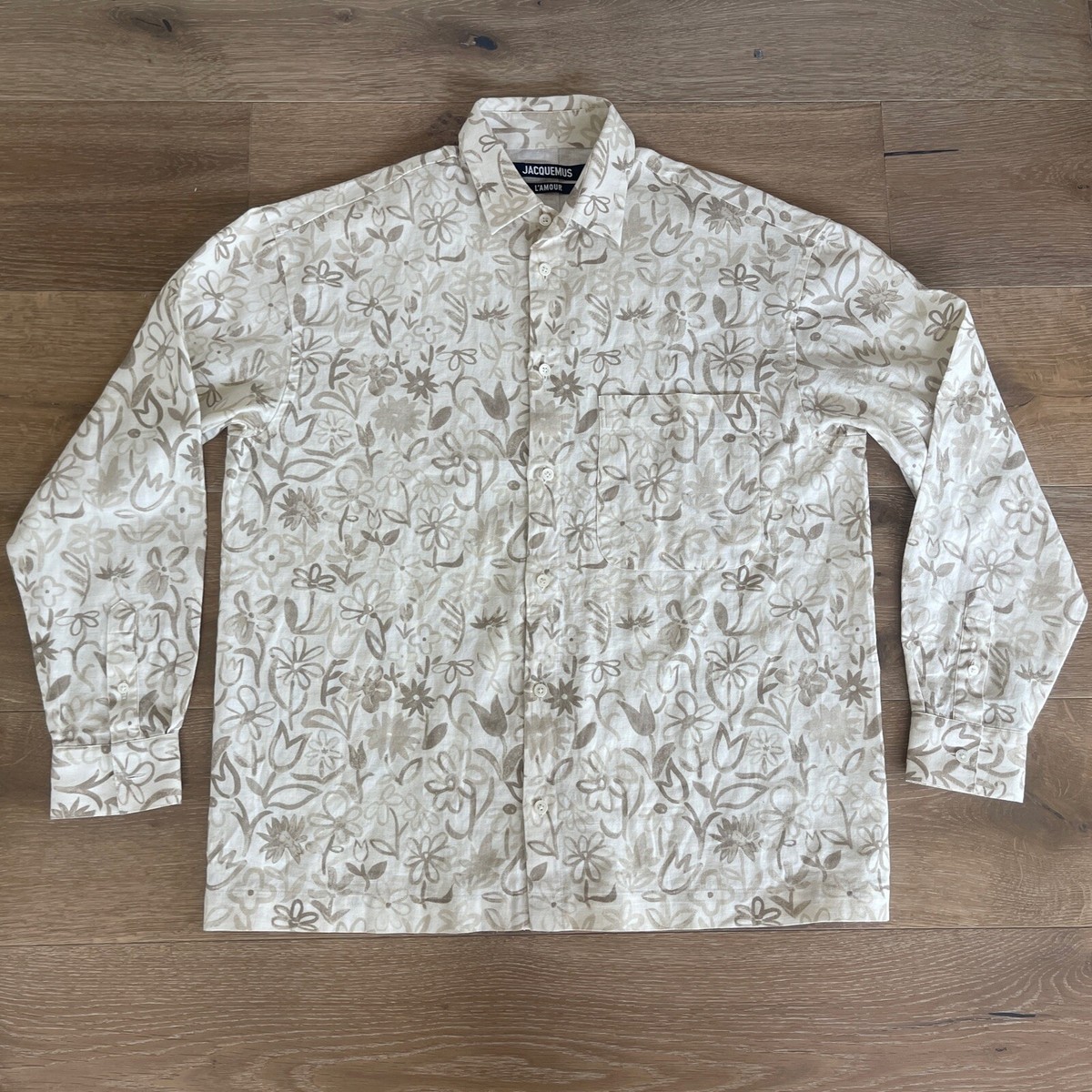 L'AMOUR La Chemise Baou Floral-Print Cotton Linen