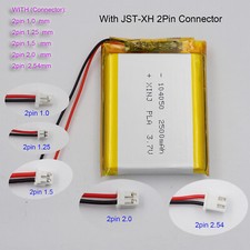 3.7V 2500mAh 9.25Wh Li Lipo Battery 104050 JST 2Pin 1.0/1.25/1.5/2.0/2.54mm Plug