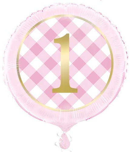 1. Geburtstag Mädchen Party Deko Set rosa Vichy Karo Kindergeburtstag Dekoration - Bild 12 von 61