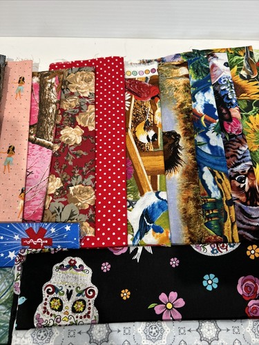 Fabric Lot 19 Pieces Quilting Crafts Sewing Art Project Cotton Prints - Picture 5 of 9