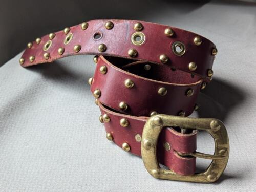 vintage STUDDED handcrafted 38 motorcycle COWHIDE leather belt HIPPIE boho PUNK - Picture 2 of 13