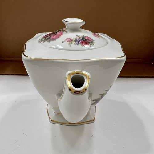 RARE Vintage Crown Dorset Staffordshire England Teapot Floral Rose Gold Trim - Picture 3 of 8