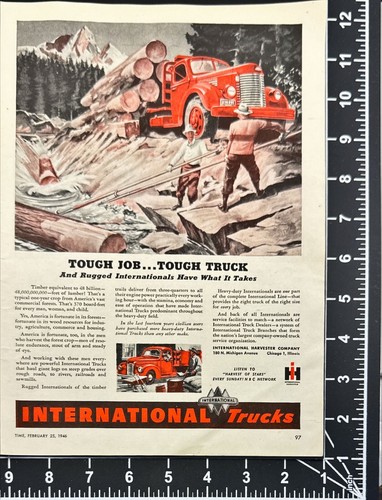 1946 International Trucks Tough Men Harvesting Forest Crop Vintage Print Ad - Picture 3 of 7