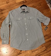 Michael Kors Men s XL Top Plaid Blue White Logo Button Up Dress Shirt NWT Check