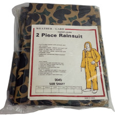 2 Piece Camo Waterproof Rain Bib Overall Pants Jacket Size Large New