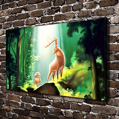 Disney Oil Painting Print on Canvas-Bambi w/Stag/Father-12 x 20