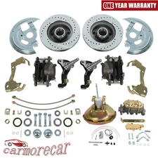 Power Disc Brake Conversion Kit, Drilled & Slotted Rotors For 1967-1969 Camaro