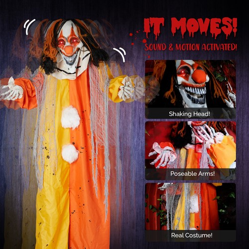 Payaso de ojos rojos para exteriores de 8,2 pies decoración de Halloween utilería inflable de patio aterradora - Imagen 4 de 8