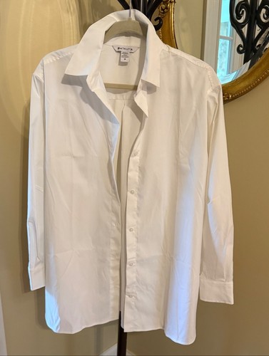 ATHLETA ~ New! White Oversized Button Front L/S Shirt w/ Zip Pocket NWOT Sz M