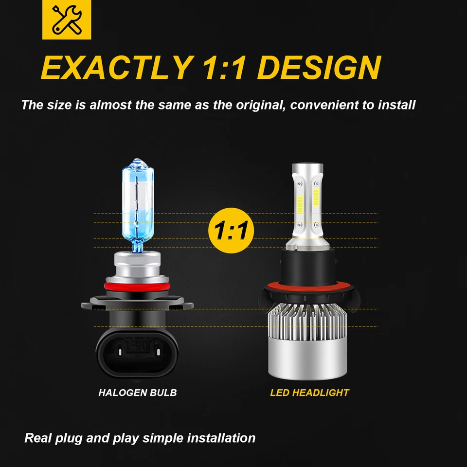 For Dodge Nitro 2007-2009 6000K 4X LED Headlights High/Low + Fog Bulbs Combo Kit - Imagem 4 de 4