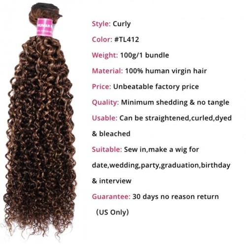 UNice Mongolian Ombre Highlight Blonde Curly Bundles Human Hair Weaves Extension - Picture 4 of 12