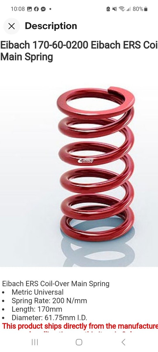 Eibach 170-60-0200 20k springs coilover upgrade IS300 GS300 GS400