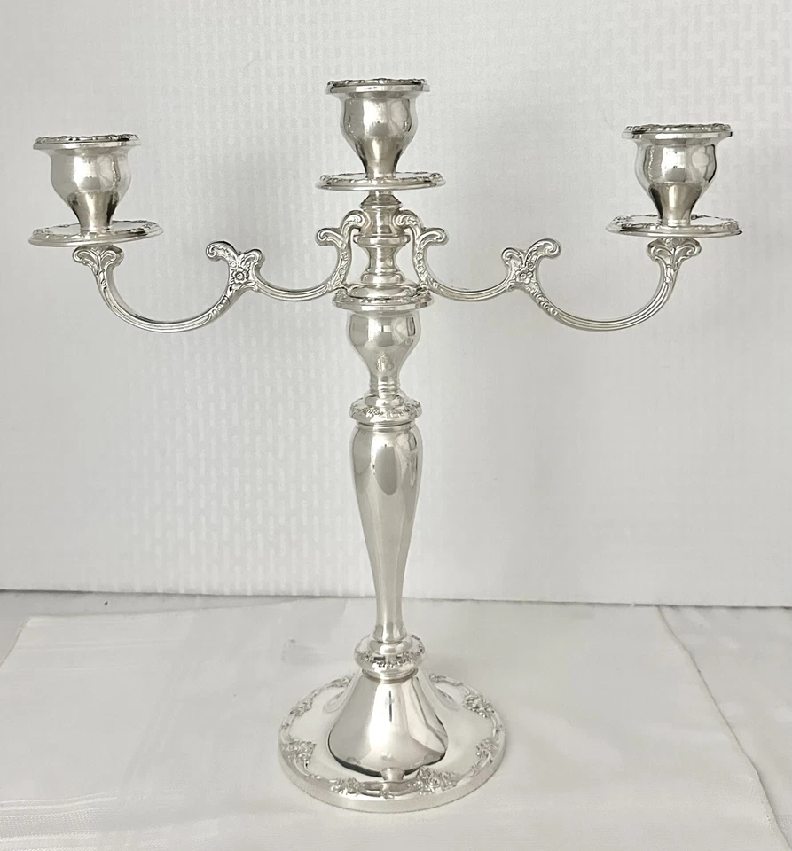 Gorham Sterling Silver Melrose 1948 Candelabra #1381 Vintage 3 Arm 14 1/4" ~ - Image 2 of 4