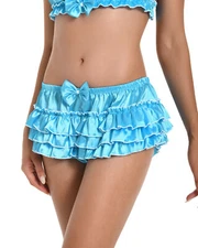 Satini Frilly Sissy Ruffled French Knickers Briefs Silky Satin Underwear Panties