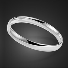 Solid 925 Sterling Silver High Polished Craft Exquisite Bangle for Women Girls