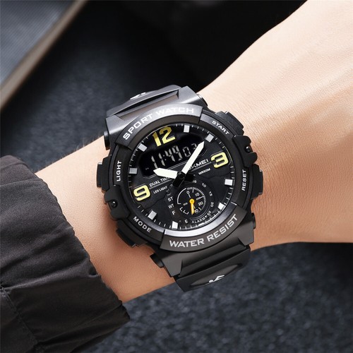 SKMEI Herren Sportuhr Camouflage Armbanduhr Mode Dual Time Digital LED Uhr - Bild 13 von 28