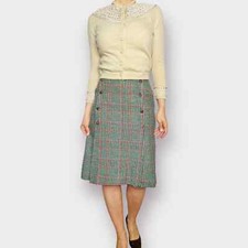 70s Red and Green Wool Plaid Skirt