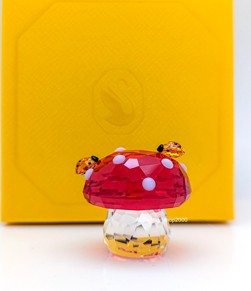 NIB 100% SWAROVSKI Crystal Idyllia Mushroom and Ladybugs Deco