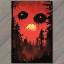 Art Print  Dripping Eyeballs Cosmic Horror Red Sun Fantasy Apocalyptic Surreal