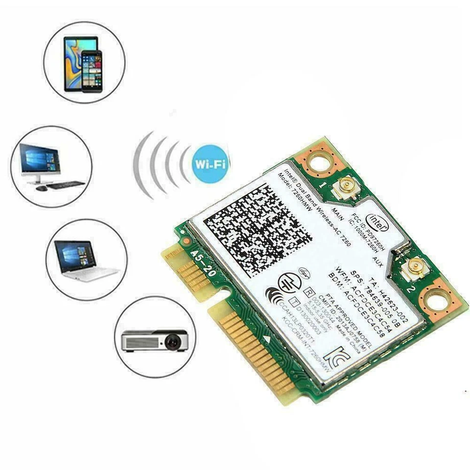 Intel Wireless-AC 7260HMW Network Card Half Mini PCIe Q4W4 Wifi ! J9K Card 9CV0＞ - Image 4 of 4