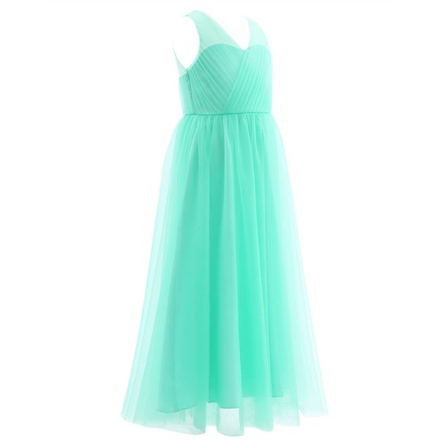 Girls Formal Long Dress Wedding Pageant Prom Ball Gown Princess Chiffon Dress - Picture 17 of 63