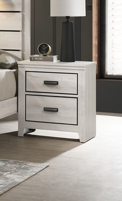 Modern Nightstand w/ 2 Drawers - Beige/White