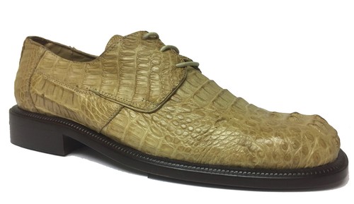 Zapatos de vestir para hombre beige arena piel de cocodrilo vaquero occidental cuero real Oxford - Imagen 1 de 5