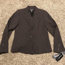 rafaela stretch womens size 4 brown pin stripe blazer nwt b9