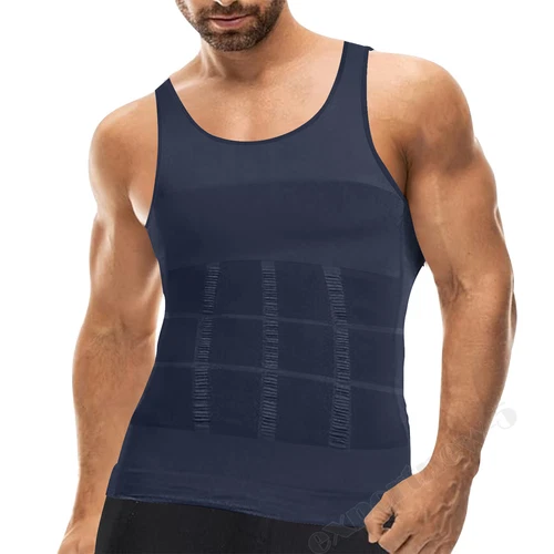 Men Body Shaper Slimming Tummy Control Vest Compression Tank Top Shapewear Shirt - Picture 19 of 23