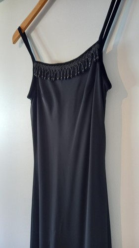 Purple Patch Evening Dress Black BIAS CUT SIZE 10 Vintage 90s Y2K Beaded Strappy - Picture 8 of 15