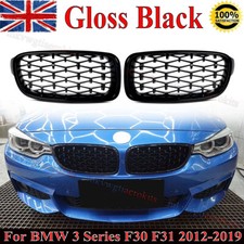 FOR BMW 3 SERIES F30 F31 2012-19 FRONT BUMPER KIDNEY GRILLE GLOSS BLACK DIAMOND