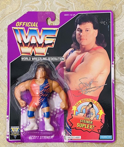 WWF HASBRO SCOTT STEINER ACTION FIGURE PURPLE CARD...