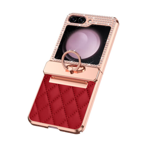 Für Samsung Galaxy Z Flip 5 Diamant Glitzer Ring PU Leder Scharnier Schutzhülle - Bild 35 von 35