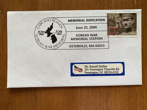 7 FDC dedicatorias conmemorativas de la guerra de Corea, con distinguidos soldados estampillas 33c - Imagen 3 de 9