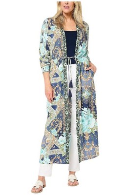 Studio Park Women`s  x Terri Conn Bttn Front Woven Duster to Dress Nvy