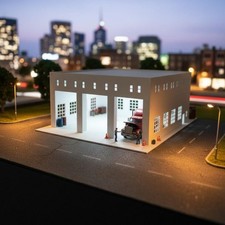 Two-Level Bus Bus Workshop Display Scene Display Lorry Garage Model
