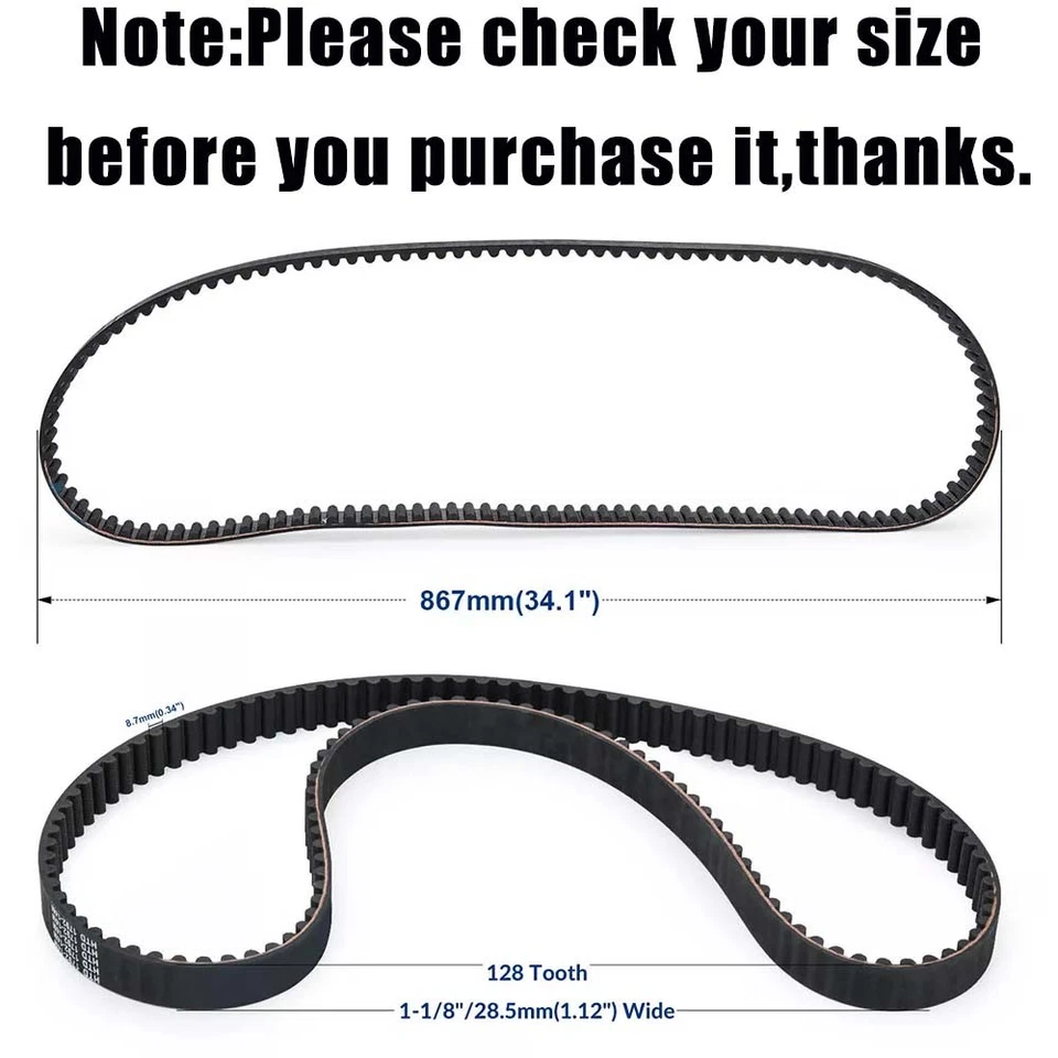 1-1/8" Rear Drive Belt 128 Tooth 40022-91 For Harley Sportster 1200 833 1991-03 Foto 4 de 4