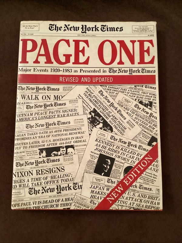 New York Times Hardcover PAGE ONE 1920-1983 Revised & Updated Edition 318 pages