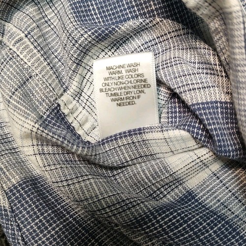 Camicia uomo ROWM S blu ardesia e bianca a quadri 100% cotone bottoni maniche lunghe - Foto 14 di 15