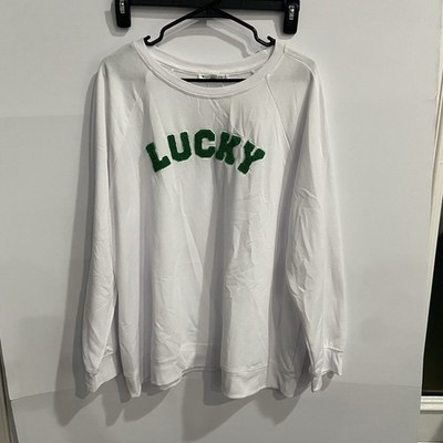 WORKSHOP REPUBLIC TOP COMFY PULLOVER Lucky Shamrock 4-LEAF CLOVER 2X Long Sleeve