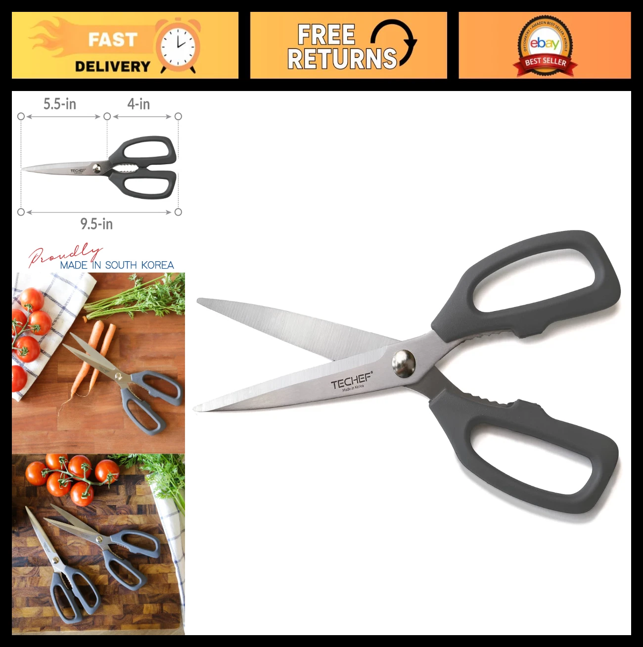 Heavy Duty Kitchen Shears - All Purpose Scissors, Dishwasher Safe, Stainless Ste
Opens in a new wind