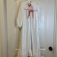 Vtg Kid Duds Nightgown Robe White With Red Ribbon Girls 8 Clara Made In USA