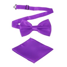Bow Tie for Men, Adjustable Bow Ties with Pocket Square(Dark Purple)