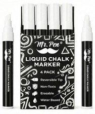 White Chalk Markers 4 Pack Reversible Tip Liquid Glass Erasable Mr. Pen Windows