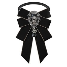 Bow Ties for Women Men, Rhinestone Bowtie for Women Pre-tied Crystal Black