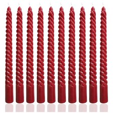 10 PCS Red Spiral Taper Candles 10 Inch Unscented Dripless Dinner Wedding
