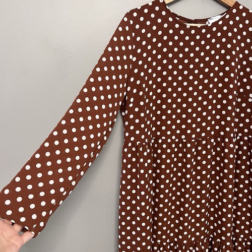 ASOS Women’s Long Sleeve Maxi Tiered Smock Polka Dot Midi Dress Size 12 - Picture 2 of 8
