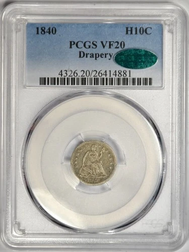 1840 SEATED LIBERTY HALF DIME ~ WITH DRAPERY! ~ PCGS VF20 CAC!