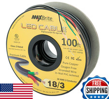 100 ft. 18AWG Low Voltage LED Cable 3 Conductor Black Sleeve in-Wall Speaker Wir